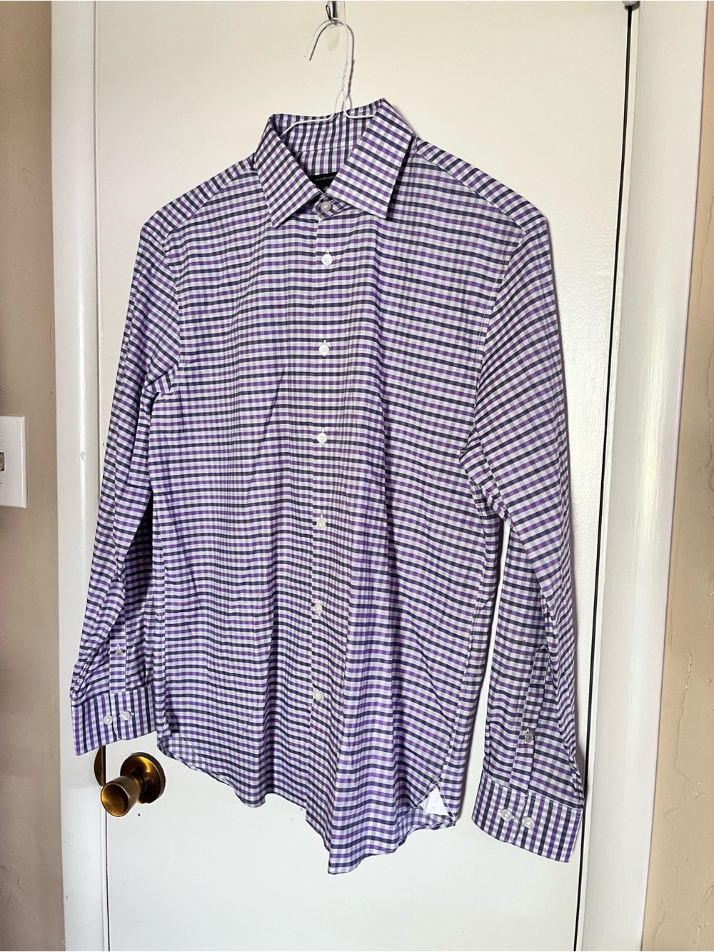 John Varvatos Purple Gingham Dress Shirt